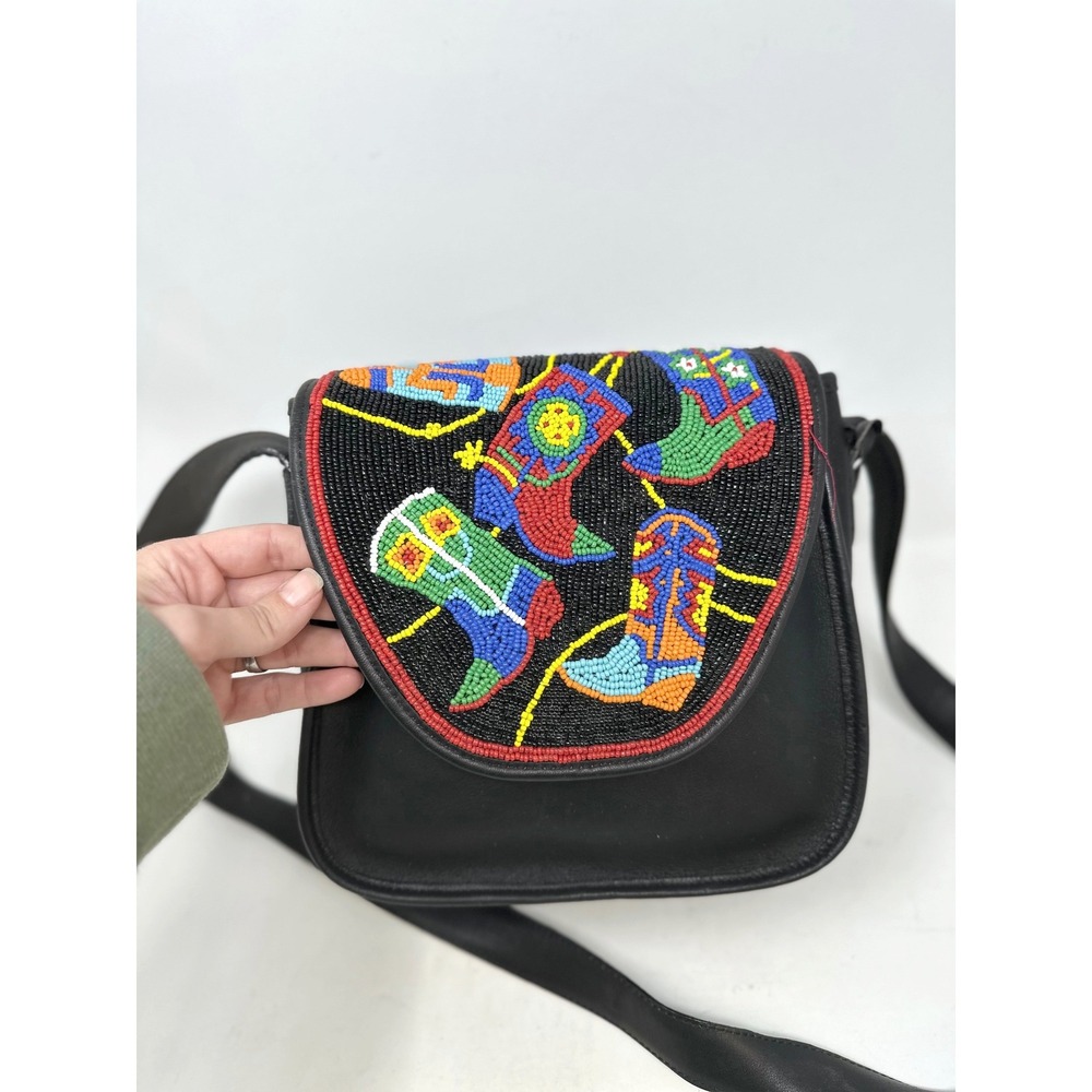 Brighton Western Beaded Saddle Bag Wearable Art Country Cowgirl Festival Black
